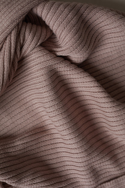 Hand Embroidered Novella Ribbed Knit Blanket - Vintage Dusk
