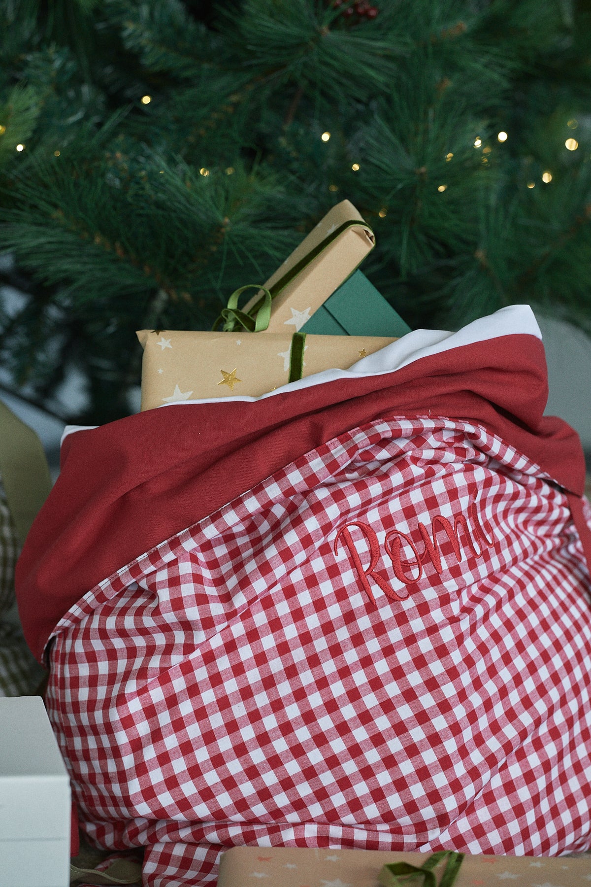 Heirloom Christmas Santa Sack - Candy Cane Gingham