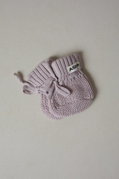 Chunky Knit Booties - Plum