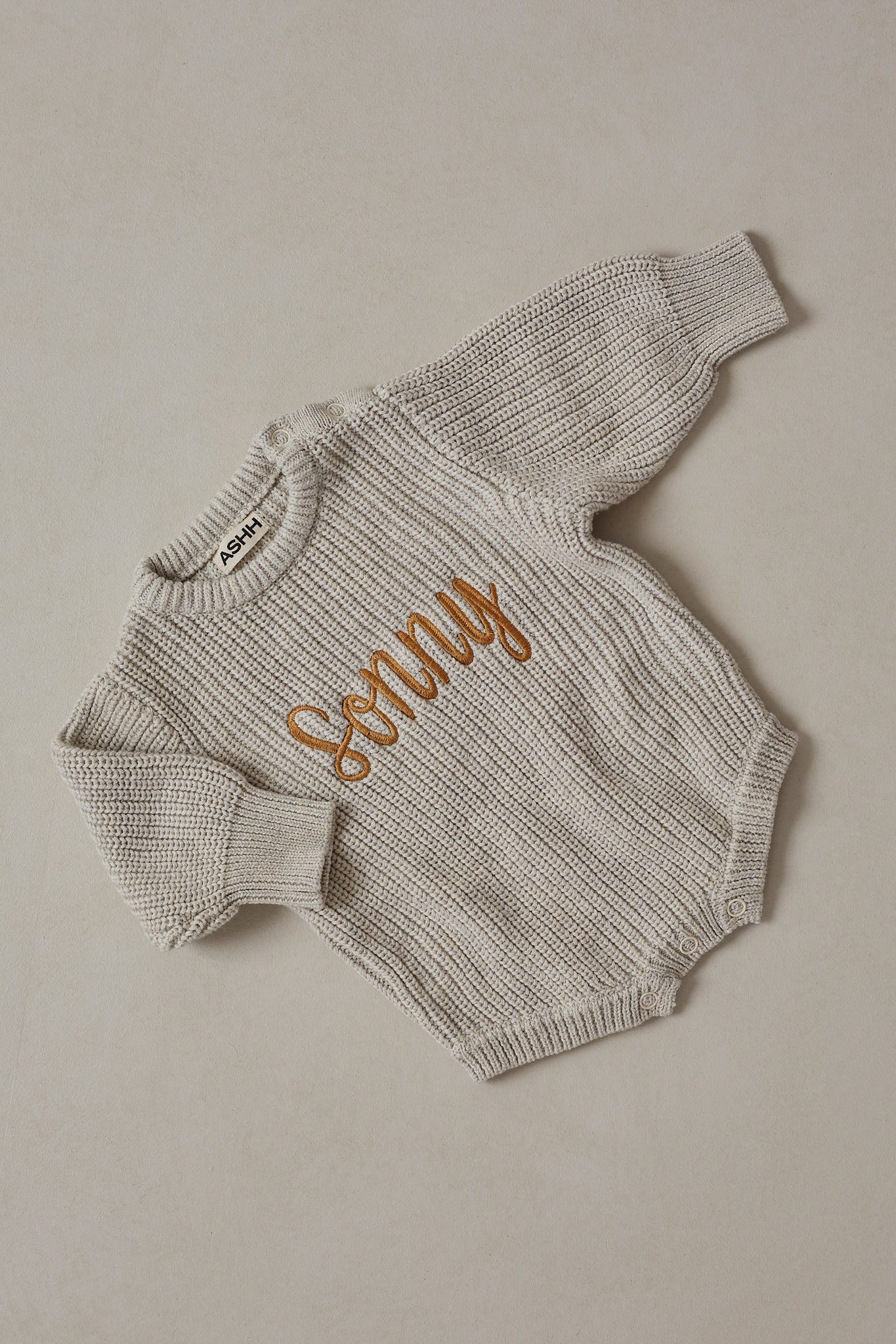 Novie Knit Romper - Oat Marle