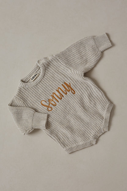 Novie Knit Romper - Oat Marle