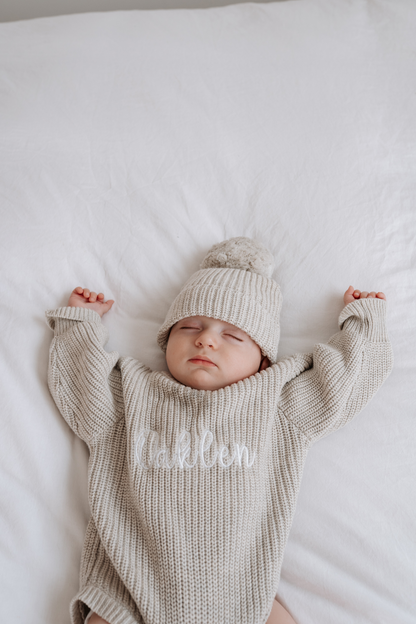 Chunky Knit Beanie - Oat Marle
