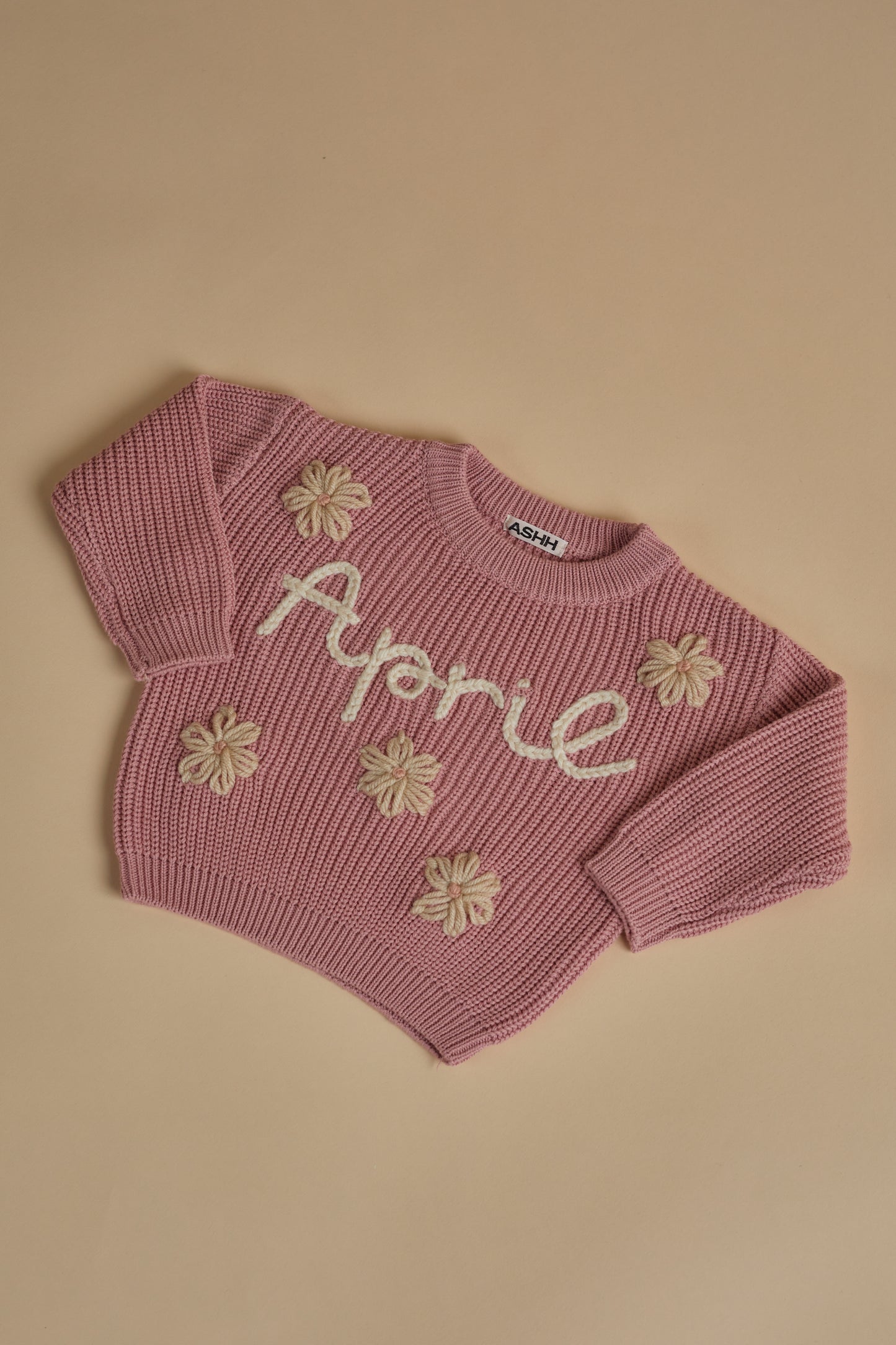 Hand Embroidered Oversized Knit Sweater - Sweet Pink