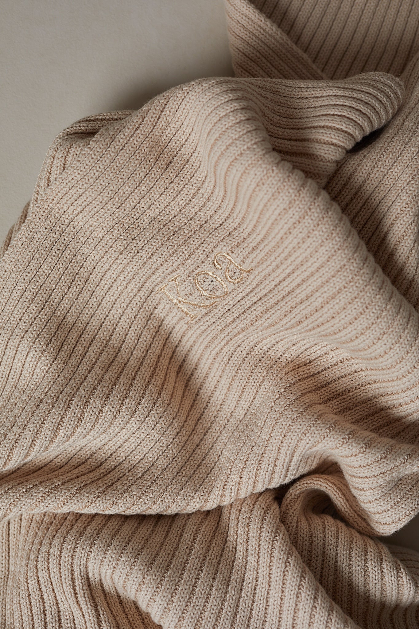 Novella Ribbed Knit Blanket - Beige