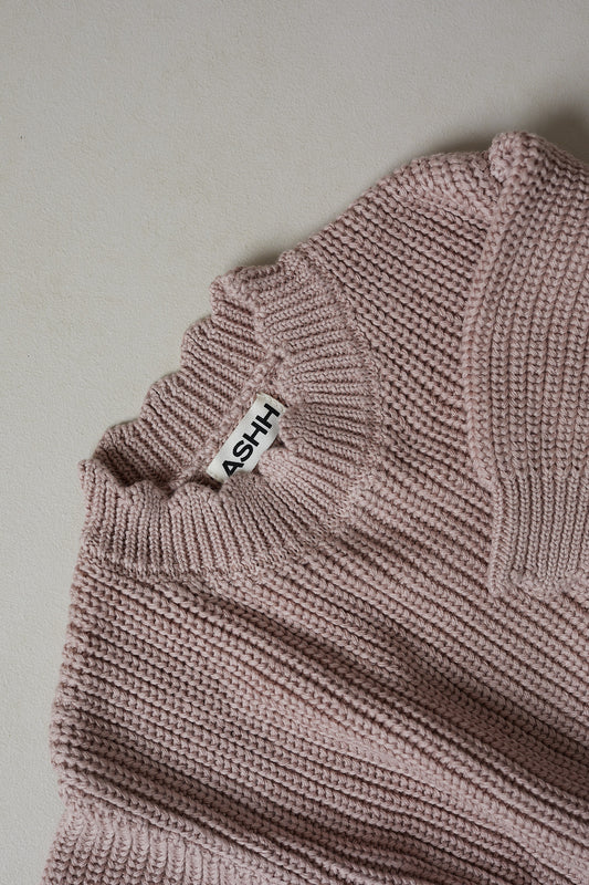 Hand Embroidered Initial Design Sunday Knit Sweater - Vintage Dusk