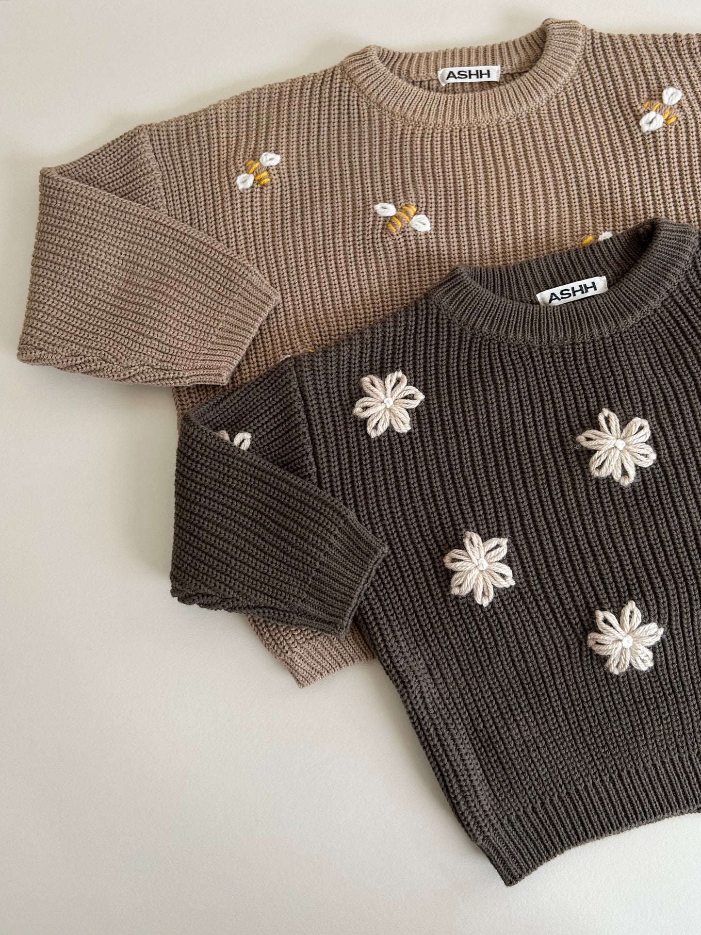 Little Daisies and Busy Bee Custom Oversized Knit Sweater