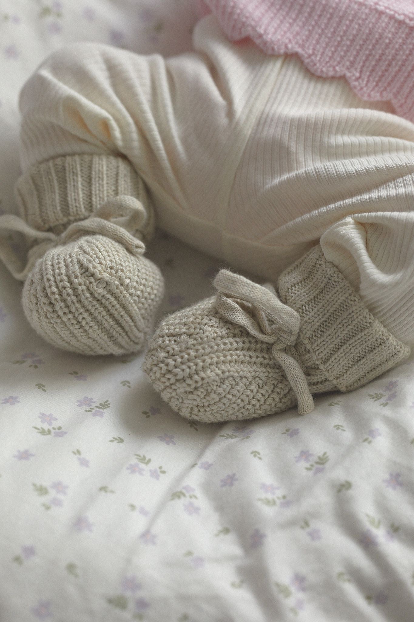 Chunky Knit Booties - Oat Marle
