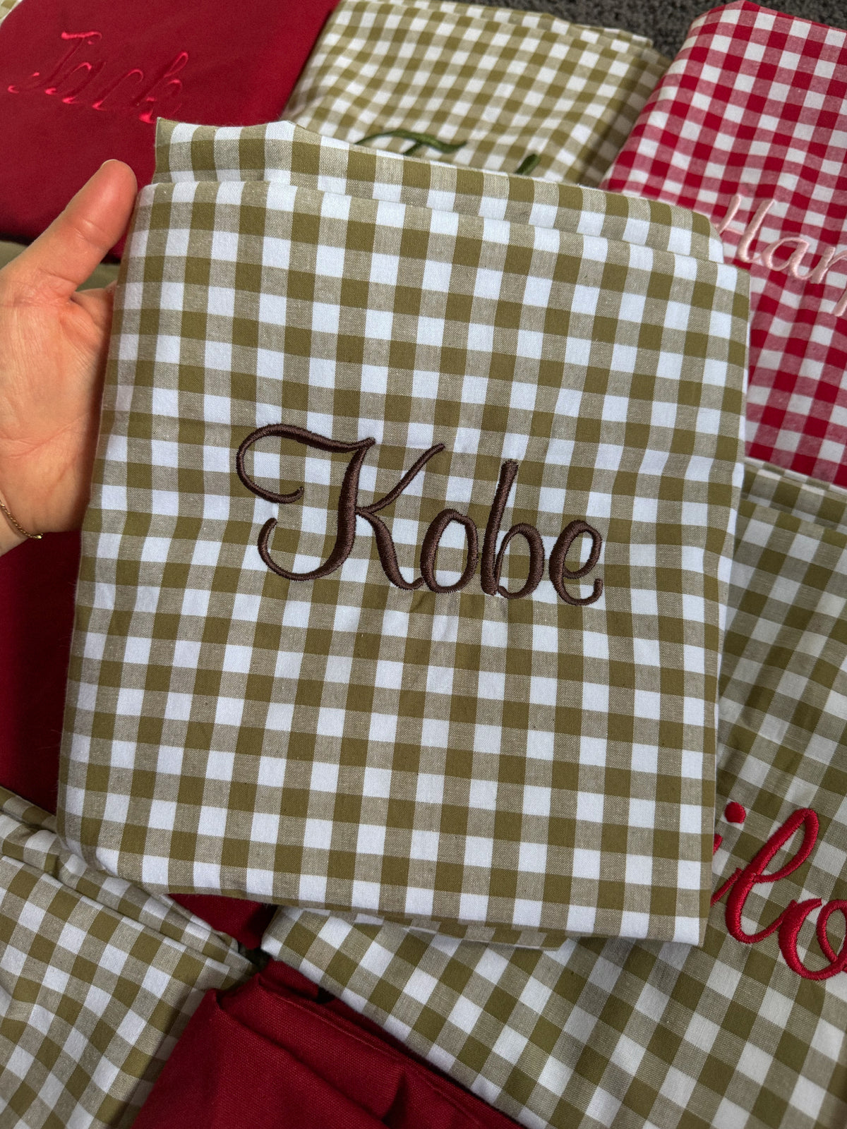Heirloom Christmas Santa Sack - Pine Green Gingham