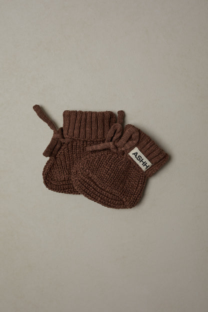 Chunky Knit Booties - Walnut