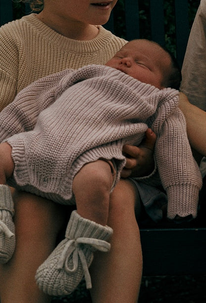 Hand Embroidered Novie Knit Romper - Dusk