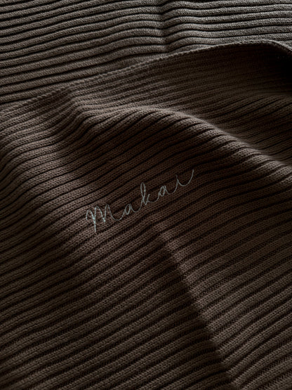 Novella Ribbed Knit Blanket - Chestnut